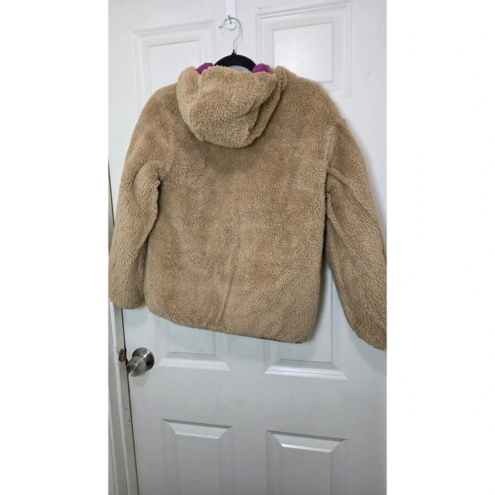 Eddie Bauer Kids Reversible Hooded‎ Jacket L (14/16) Purple & Blue Sherpa Lining